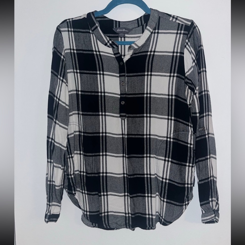 Eddie Bauer Black and White Checkered Shirt